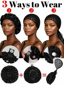 Bonnets de nuit en polyester bohème ajourés de couleur unie pour femmes - A - Voir 7
