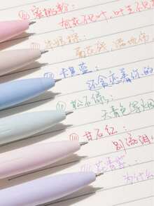 6pcs Stretchable Colored Pen Cute Pen Gel Ink Pen Quick-Drying Ink 0.5mm Fine Tip Aesthetic Pen For Journaling And Note-Taking Cute Office And School Supplies 5-Pc Set (Cream Color) Back To School - Multicolor Ballpoint Pen - View 5