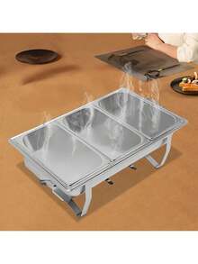 Chafing Dish Buffet Set, Rectangular Catering Chafer Warmer Set, Buffet Dishes Warming Set - 銀色 - 查看 2