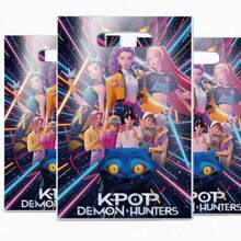 50个K-POP主题派对礼品袋套装，一次性PE派对收纳袋，时尚派对氛围装饰摆件，非常适合粉丝见面会和节日派对，随机款式 - 彩色 - 查看 5