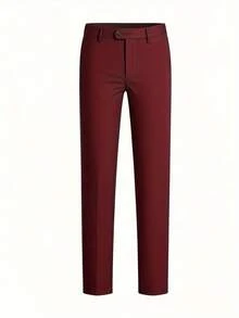 Men's 2-Piece Suit, Includes Jacket And Trousers, Elegant Formal Attire, Ideal For Parties, Meetings And Weddings - 酒紅色 - 查看 5