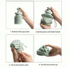 1pc 600ml Silicone Folding Bottle Adult Portable Reusable Plastic Cups Outdoor Travel Gym Water Bottle Motivational Drinking Bottle - Màu xanh lam - Xem 4