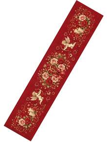 1/2/3/5/7pcs-Valentine's Day Red Table Runner, Romantic Cupid & Rose Print Decorative Table Runner, Wrinkle Resistant Fabric, Perfect For Romantic Dinner, Wedding Anniversary, Bridal Shower, Birthday Party, Kitchen Dining Room, Indoor Outdoor Home Holiday Decoration - Multicolor - View 13