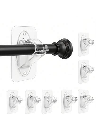 Bộ 4/2 giá đỡ thanh rèm tự dính, móc treo thanh rèm đa năng không cần đinh, giá đỡ thanh rèm có thể điều chỉnh, thích hợp cho ký túc xá, nhà bếp, nhà ở, phòng tắm, v.v.