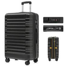 YONSLY Maleta Rígida Expandible 16/20/24/28 Pulgadas S/M/L/XL con Cerradura TSA 4 Ruedas Silenciosas 360° Cremallera YKK de Doble Reparación Bolsillo de Malla Maleta de Viaje para Vacaciones - Negro - Ver 2