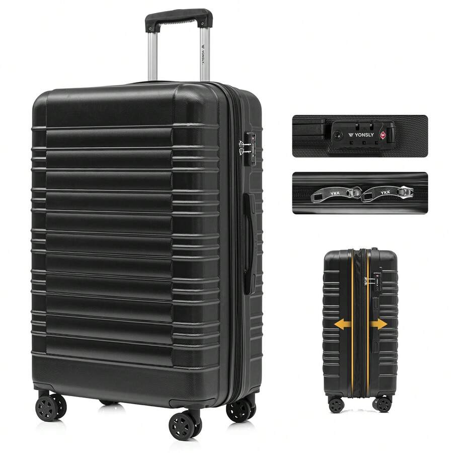 YONSLY Maleta Rígida Expandible 16/20/24/28 Pulgadas S/M/L/XL con Cerradura TSA 4 Ruedas Silenciosas 360° Cremallera YKK de Doble Reparación Bolsillo de Malla Maleta de Viaje para Vacaciones