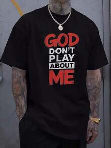 2026 God, Don't Joke With Me – Men's Plus Size Summer Shirt In Y2K Style - Schwarz - 查看 1