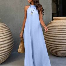 . . Vestido estilo bohemio vintage con espalda descubierta y corte evasé, de elegante color albaricoque, adecuado para el Día de San Valentín, la playa y las vacaciones de verano - Mostaza Amarilla - Ver 8