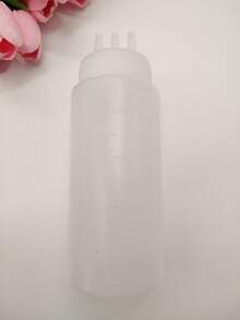 1个多功能厨房挤压瓶，3孔PE调味品分配器，透明酱料挤压瓶，配有白色、红色、琥珀色喷嘴，适用于酱料、调味料和烘焙，现代厨房配件 - 彩色 - 查看 9