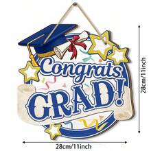 Graduation Wooden Wall Decor, Graduation Cap And Diploma Pattern, Suitable For Graduation Party, Home, Classroom - View 2