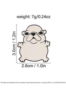 可爱法国斗牛犬珐琅胸针，萌犬胸针，可爱动物配饰，宠物爱好者的完美礼物，独特时尚饰品 - 香檳色 - 查看 3