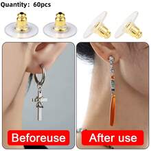 20-100pcs Transparent Earring Backs, Golden Bullet Ear Plugs, DIY Earring Accessories - Earplugs - View 14