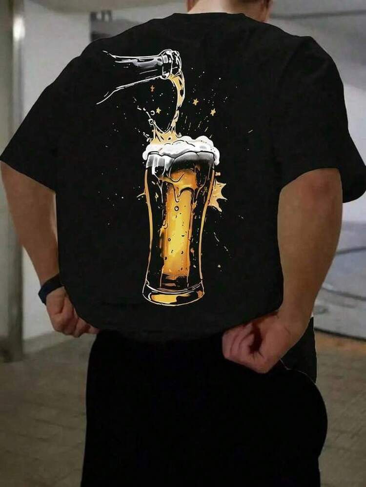 Camiseta de manga corta para hombre, holgada, estampada y a la moda, con diseño exquisito, esencial para el verano, fácil de combinar, que resalta tu estilo. Camiseta de manga corta con estampado gráfico popular, estilo casual, holgada, de cuello redondo, ligera, cómoda y delgada, ideal para el verano. Camiseta básica estampada de manga corta, versátil para el uso diario y casual. Camiseta minimalista de manga corta, holgada, con gráficos. Temporada tras temporada, cómoda y pensada para cada temporada. - Negro - Añade 1