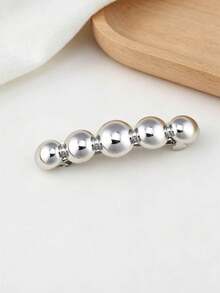 1/2pcs Minimalist Metal Beaded Hair Clips, Gold Silver Tone Spring Barrette For Women,Claw Clips - Multicolor - View 3