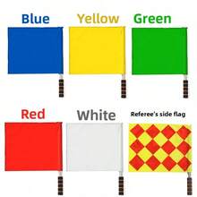 Banderas de salida de mano rojas y blancas de varias piezas, banderas de mando con asta de acero inoxidable, banderas de árbitro para día deportivo, banderas de señalización escolar de para múltiples escenarios - multicolor - Ver 10