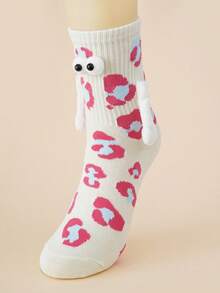 1/3 pares de calcetines de media pantorrilla con estampado de dibujos animados lindos y sujeción magnética, calcetines unisex adecuados para la vida diaria, el hogar, a juego en pareja, calcetines creativos y divertidos - Multicolor - Ver 9