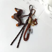 1個手工卡通臘腸狗鑰匙圈－可愛小狗設計包飾吊飾，卡通狗狗圖案，狗狗主題配件，女款夏季包飾吊飾，假期必備，適用於筆電包、便當包、行李箱/包包配件/包飾吊飾 - 彩色 - 查看 10