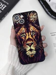 1 pieza Funda de teléfono mate negra con estampado de león compatible con Apple 17, AIR, 17PRO, 17E, 17PROMAX, 16promax, 16E, 15promax, 15, 15PRO, 15PLUS, 14PLUS, 14promax, 14, 14PRO, 13promax, 13PRO, 13, 13mini, 12, 12mini, 12pro, 12promax, 11 Pro Max, 11pro, 11, XS Max, X, XR, 8, 7, Plus, a prueba de golpes, adecuada como regalo de cumpleaños, novia, novio o para uso personal - Multicolor - View 2