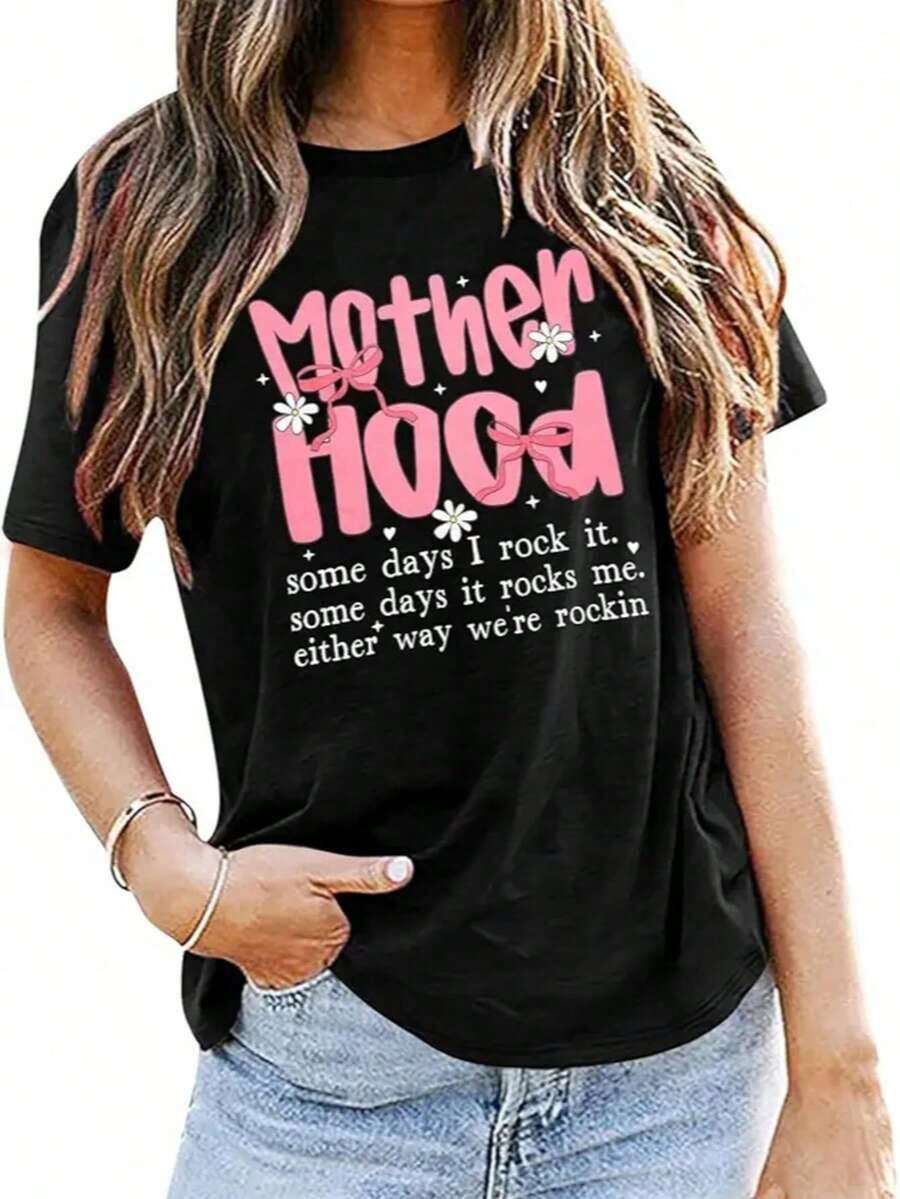 Mother's Day Graduation Shirt For Proud Mom Of A 2026 Preschool Graduate - 100% Cotton Women's Shirt, Summer Clothing, Breathable And Comfortable - 黑色 7 - 查看 1