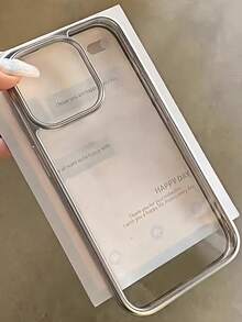 1pc Minimalist Transparent Large Hole Electroplated Frame Full Coverage Anti-Fall TPU Fashionable Phone Protective Case, Shock-Proof Protective Cover Suitable For IPhone 17 16 15 14 13 12 11 Pro Max/Plus, Exquisite Gift - Clear - View 4