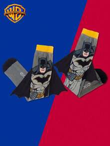 Warner Bros 1雙華納兄弟官方3D披風裝飾兒童中筒襪，舒適透氣，超級英雄設計，粉絲禮物，日常穿著，防臭吸濕，休閒圓頭襪，卡通圖案，歐美尺寸，高品質材質，兒童襪 - 彩色 - 查看 4