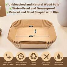100pcs Air Fryer Paper,Air Fryer Liners Disposable,  Non-Stick Disposable Airfryer Liners, Square Air Fryer Paper Liners For 5-8QT Air Fryer, Baking, Roasting Microwave - 125pcs - View 7