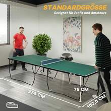 Indoor Ping-Pong Table With Wheels, Folding Ping-Pong Table, Ping-Pong Set Including 2 Paddles, 3 Balls, Steel, Green - Green - View 2