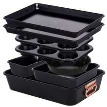 Gr8 Home 8pc Non Stick Bakeware Set Stackable Black Muffin Tray Loaf Pan Roaster Oven Set - View 11