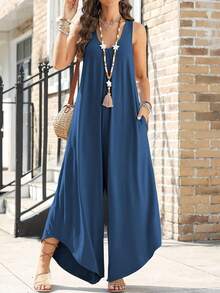 Mono con Tirantes Traseros y Pantalón Irregular - Azul - Ver 5