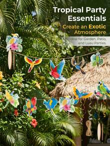 12pcs Tropical Parrot Honeycomb Hanging Decorations, Hawaiian Theme Party Supplies - Multicolor - View 9
