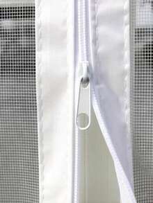 Summer Best-Seller Diamond Mesh Window Screen! 1pc Customizable Size, Mosquito-Proof & Easy To Maintain, 3-Color Minimalist Rectangular, No Drilling & No Installation Required, Suitable For Rental, Home & Office - Grey Mesh With White Trim and Zipper - View 4