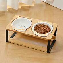 Stainless Steel Cat/Dog Double Bowl Set, Two Tilted Raised Bowls, Suitable For Holding Pet Food And Water, Helps Prevent Vomiting - 300ml - View 6