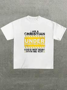 Camiseta inspiradora cristiana - Fe "Soy un cristiano en construcción" - Blanco - Ver 1