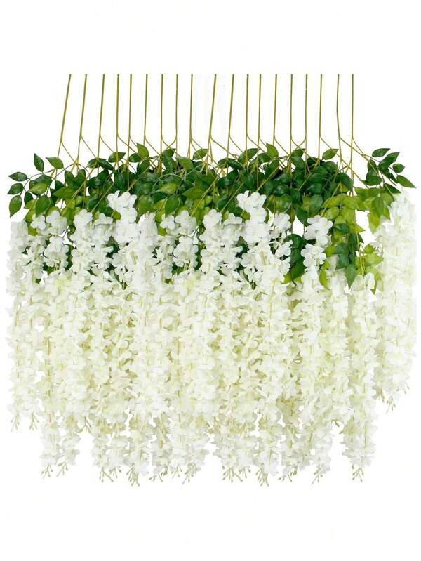 1/6/12 Stücke künstliche Glyzinien-Hängeblumen Dekoration, Glyzinien-Girlande, Seidenranke, Pappelbaum Dekoration, Zuhause, Hochzeitsbogen, Wand, Garten, grüne Pflanze, Schlafzimmer, Außenbereich, Büro, Party Dekoration