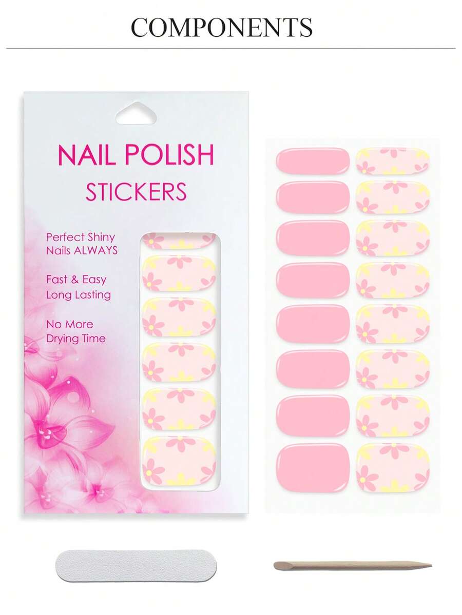 16 miếng dán móng gel, móng giả hoa mùa hè phong cách dopamine; không cần đèn UV, tạo hiệu ứng làm móng DIY chất lượng salon, quà tốt nghiệp, phù hợp cho phụ nữ đi nghỉ, tiệc và các dịp khác, phụ kiện làm móng - Hồng - Xem 1
