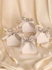 Kotak Kado Kertas Pembungkus Polos, Dengan Hiasan Pita dan Mutiara, Suvenir Pesta, Dekorasi Ulang Tahun, Dekorasi Pernikahan, Perlengkapan Pesta, Hari Valentine - A - View 4