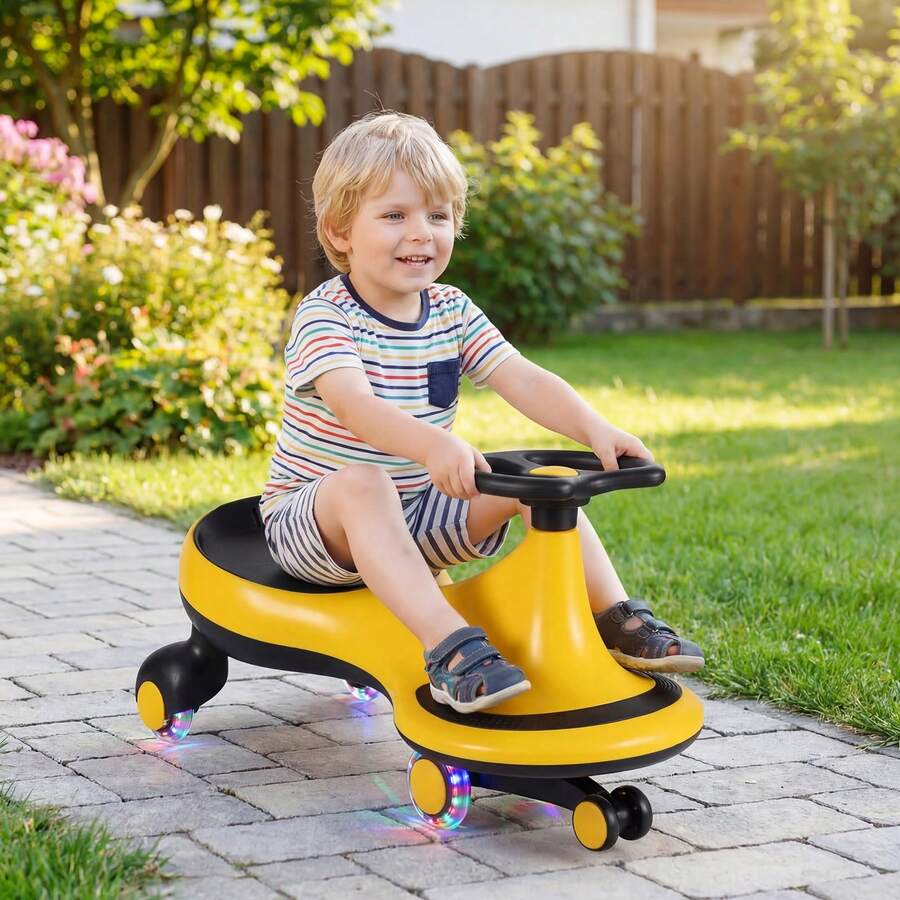 High Bounce Wiggle Car For Kids Swing Car Indoors & Outdoors For Toddlers Kids - Yellow - View 1
