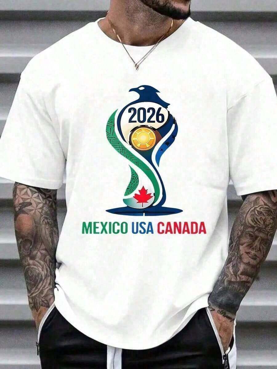 Camiseta suave para hombre con diseño de la Copa Mundial de 2026, para fanáticos del deporte, regalo perfecto para él, moda urbana, tallas desde S hasta 2XL, verano, manga corta, ligera y transpirable,ropa de hombre,parejas,envio nacional,regalo para hombre,oversize hombre. - Verde - Ver 1