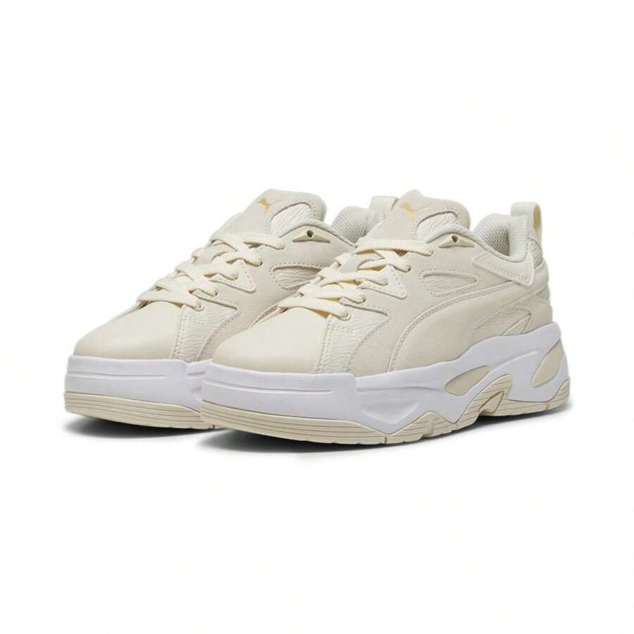 Puma 厚底增高女鞋,时尚复古休闲运动鞋 - 雪白色 - 查看 1