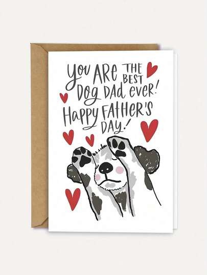 1 stuk "De beste hondenpapa ter wereld!" Vaderdagkaart met envelop - Ontwerp met puppy en hartje, perfect voor dierenliefhebbers, ideaal voor Vaderdag of een verjaardag, blanco binnenkant