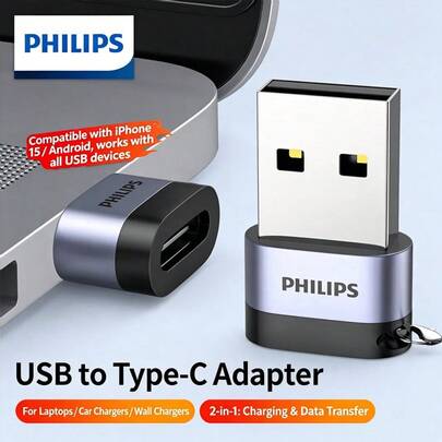 PHILIPS SWR3001B/93 轉換器 Type‑C 轉 USB‑A/Type‑C 雙介面 充電傳輸二合一 OTG 辦公室檔案傳輸高效率 手機平板車載通用