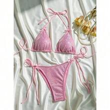 Shiny Pink Micro Bikini Set Mujer Women Sexy Push Up Thong Swimsuit Summer Bathing Suit Bandage Holiday Swimwear Women Biquine - 光滑 - 查看 11