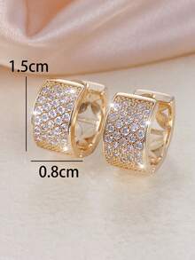 1 par de pendientes de mujer, pendientes de aro con circonita de lujo incrustada, pendientes elegantes y versátiles de moda retro - pendientes - Ver 7