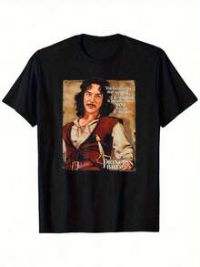 Men's Princess Bride Graphic Tee - Featuring The Movie Quote "Never Fight A Wookiee" And Vibrant Artwork, Retro Design, Comfortable And Loose Fit For Everyday Wear, Holiday Gifts, Pop Culture Apparel, Soft And Breathable Material, Ideal For Fitness Enthusiasts - 黑色 - 查看 1