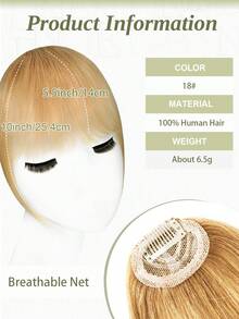 DNE HAIR 100%健康原色真人髮無縫瀏海夾式接髮片，18#灰金色，自然輕盈瀏海假髮接片，柔軟絲滑親膚，不掉髮不打結，隱形無縫設計，易安裝易拆卸，可重複長期使用，適合女性、女孩、初學者，適用日常妝容、度假、街頭風、婚禮髮型造型轉換 - S18 - 查看 3