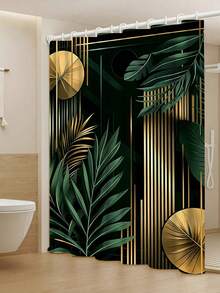 Set Tirai Mandi Datar 2D Gaya Bohemian 1/4 buah, Tirai Kamar Mandi, Dipadukan dengan Keset Kamar Mandi Gaya Serupa - Desain Daun Tropis, Cocok untuk Dekorasi Kamar Mandi Modern, Hadiah Dekorasi Rumah yang Indah dan Praktis - A - View 21