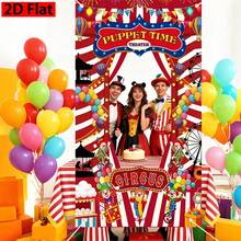Two-Dimensional Party Photo Booth Props. Puppet Time Theater Circus Carnival Theme Photo Booth Frame Party Banner Background Cloth, Including Clown Balloons, Hot Air Balloons, Ferris Wheel, Merry-Go-Round And Holiday Lights. Suitable For Family, Friends, Colleagues And Other People To Get Together And Take Pictures. Very Suitable For Holiday Decoration, Party Decoration, Holiday New Year, Carnival Clown Party, Animal Party Decoration And Party Supplies. Holiday Birthday Background Cloth. Decorate The Scenery For The Party. Red Decorative Background Cloth - 1 - Xem 4