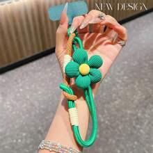 1pc Dopamine-Enhanced Mobile Phone Lanyard/Wrist Strap, Colorful Card Keychain, Anti-Loss, Cute Flower Mobile Phone Strap - Multicolor - View 9