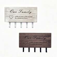 Organizador de llaves de pared de madera & metal con ranura de almacenamiento para control remoto, teléfono, correo & accesorios - Decoración rústica para el hogar - Negro - Ver 3