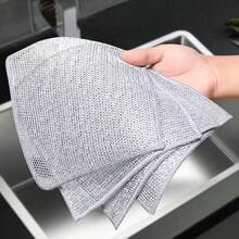 Bộ 30 món khăn lau bếp bằng dây kim loại dày hai mặt, khăn lau nhà bếp, khăn rửa chén/khăn lau nồi/dụng cụ vệ sinh nhà bếp. - Bạc - Xem 3